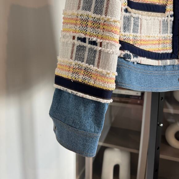 Veronica Beard Santiago Jacket NEW Tweed Denim Button Front Multicolor Size 10 - Picture 4 of 7